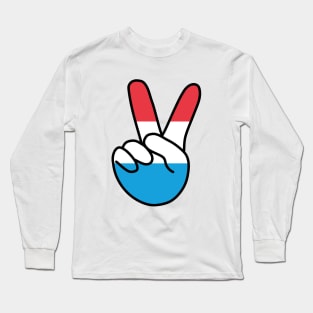 Luxembourg Flag V Sign Long Sleeve T-Shirt